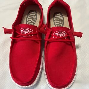 Women’s Hey Dude Wendy Slub canvas shoes red size 8 new